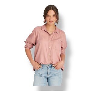 Universal Thread Women's Raglan Long Sleeve Button-Down Shirt Blush Pink L